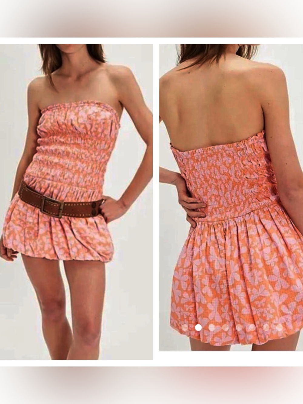 FREE PEOPLE ANNALISE MINI DRESS FLORAL MEDIUM PEACH SLEEVELESS